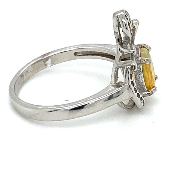 Welo Opal .65ct Platinum Finish Solid Silver Ring - Picture 4 of 7